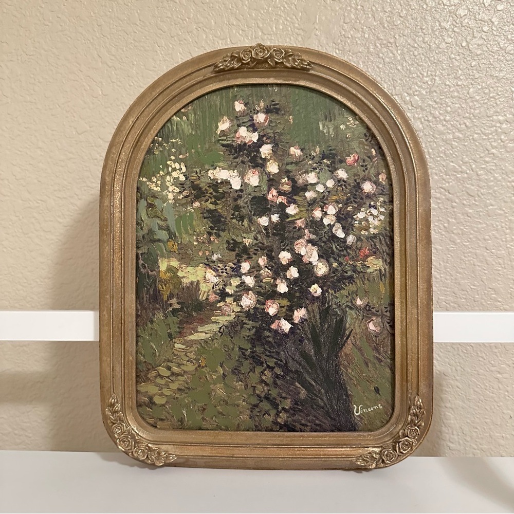 Vincent Van Gogh Floral Oil Painting in Ornate Frame